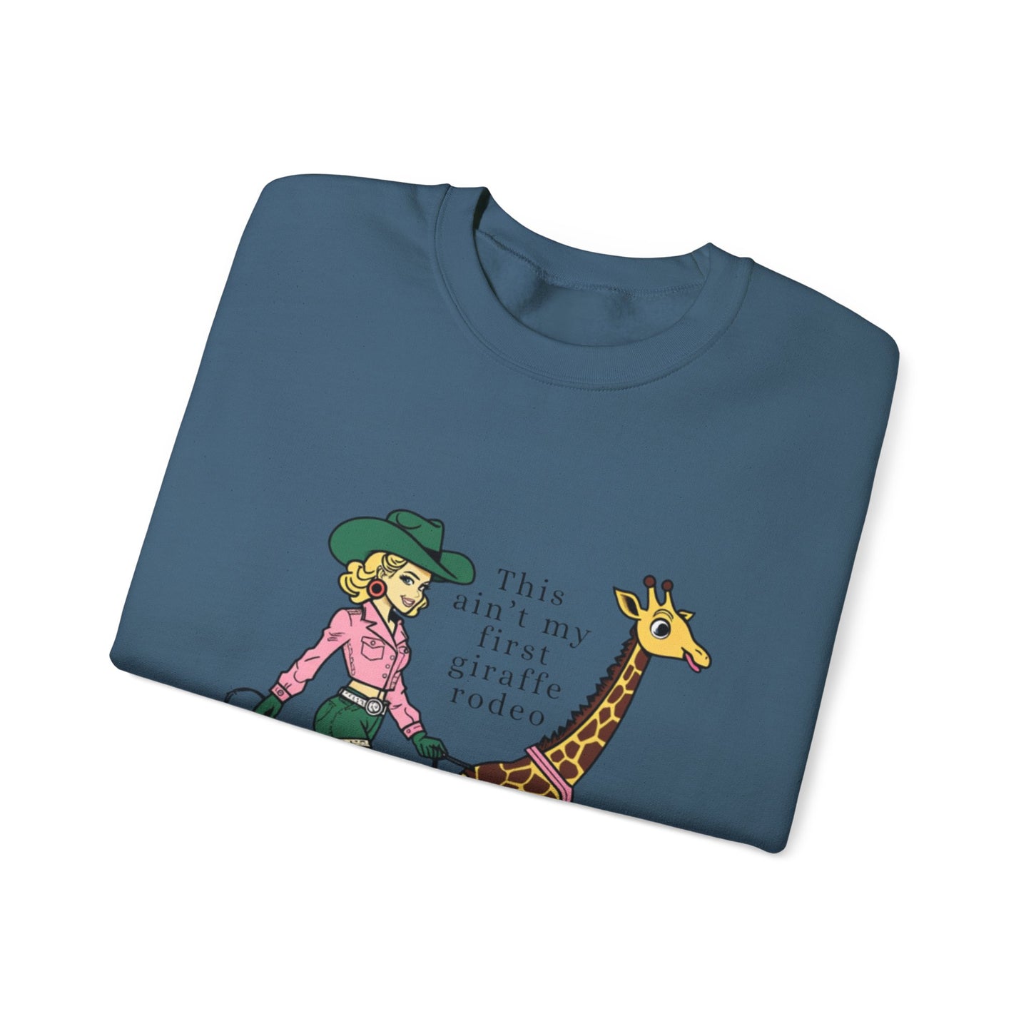 Fun Giraffe Rodeo Sweatshirt - Unisex Heavy Blend Crewneck