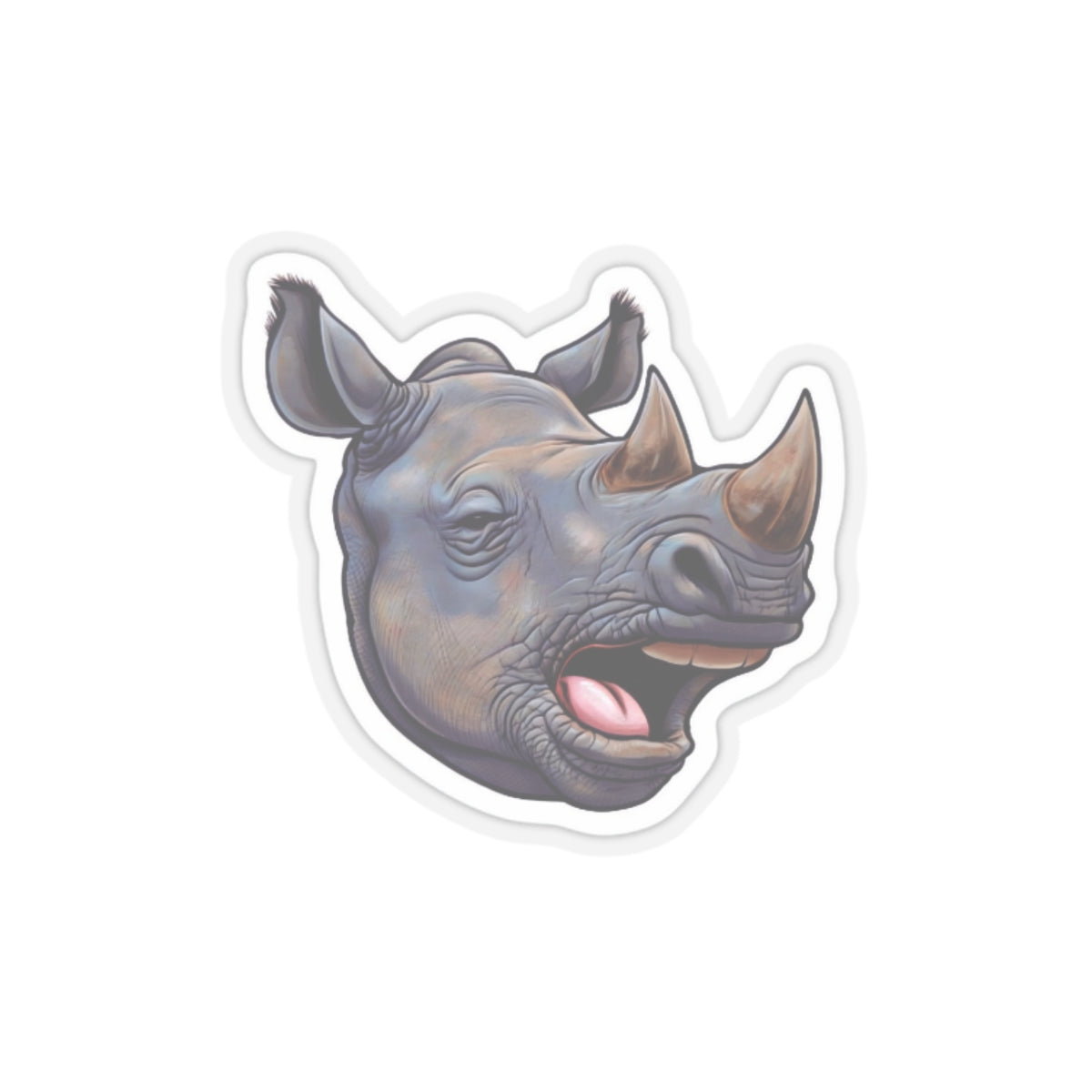 Rhino Face Kiss-Cut Stickers - Fun Animal Decor for Laptops & Water Bottles