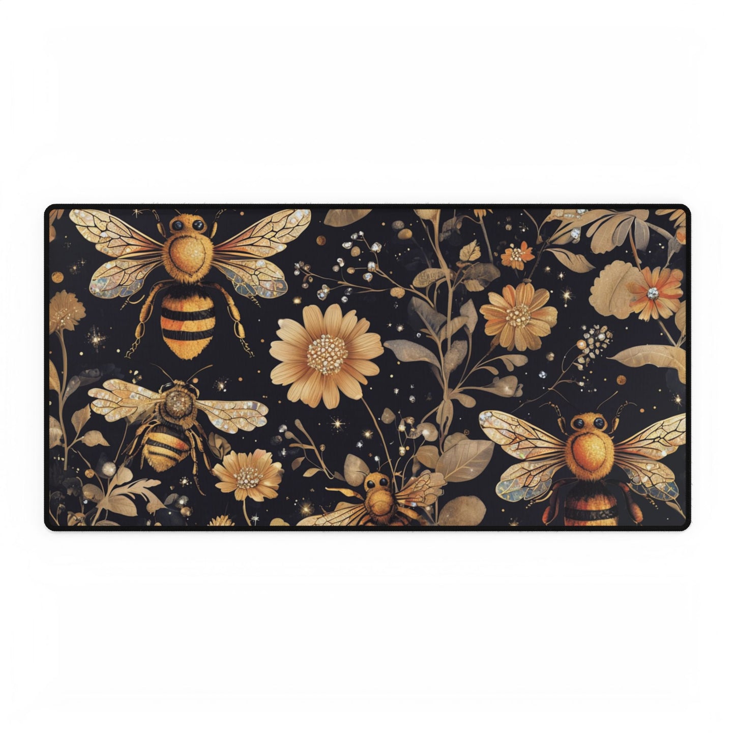 Bee-Inspired Floral Desk Mat – Stylish Workspace Decor for Nature Lovers