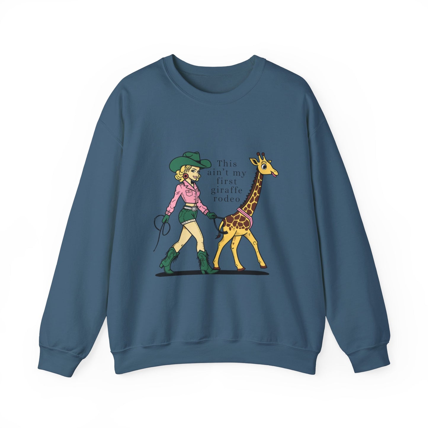 Fun Giraffe Rodeo Sweatshirt - Unisex Heavy Blend Crewneck