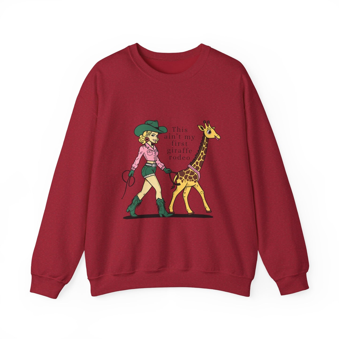 Fun Giraffe Rodeo Sweatshirt - Unisex Heavy Blend Crewneck