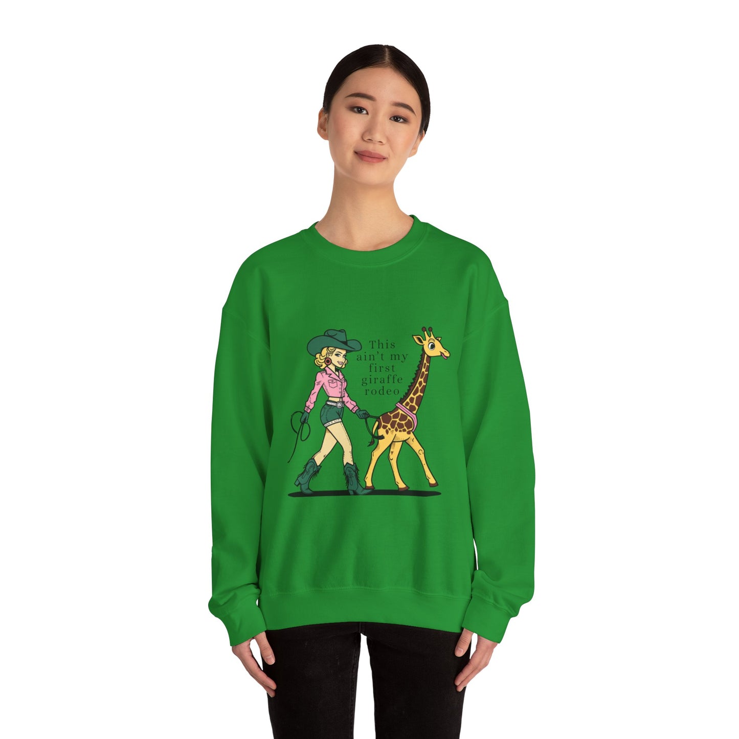 Fun Giraffe Rodeo Sweatshirt - Unisex Heavy Blend Crewneck