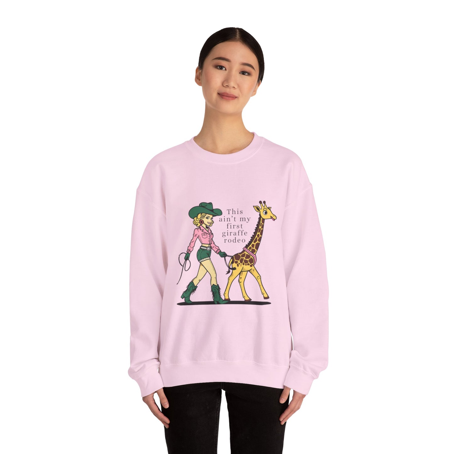 Fun Giraffe Rodeo Sweatshirt - Unisex Heavy Blend Crewneck