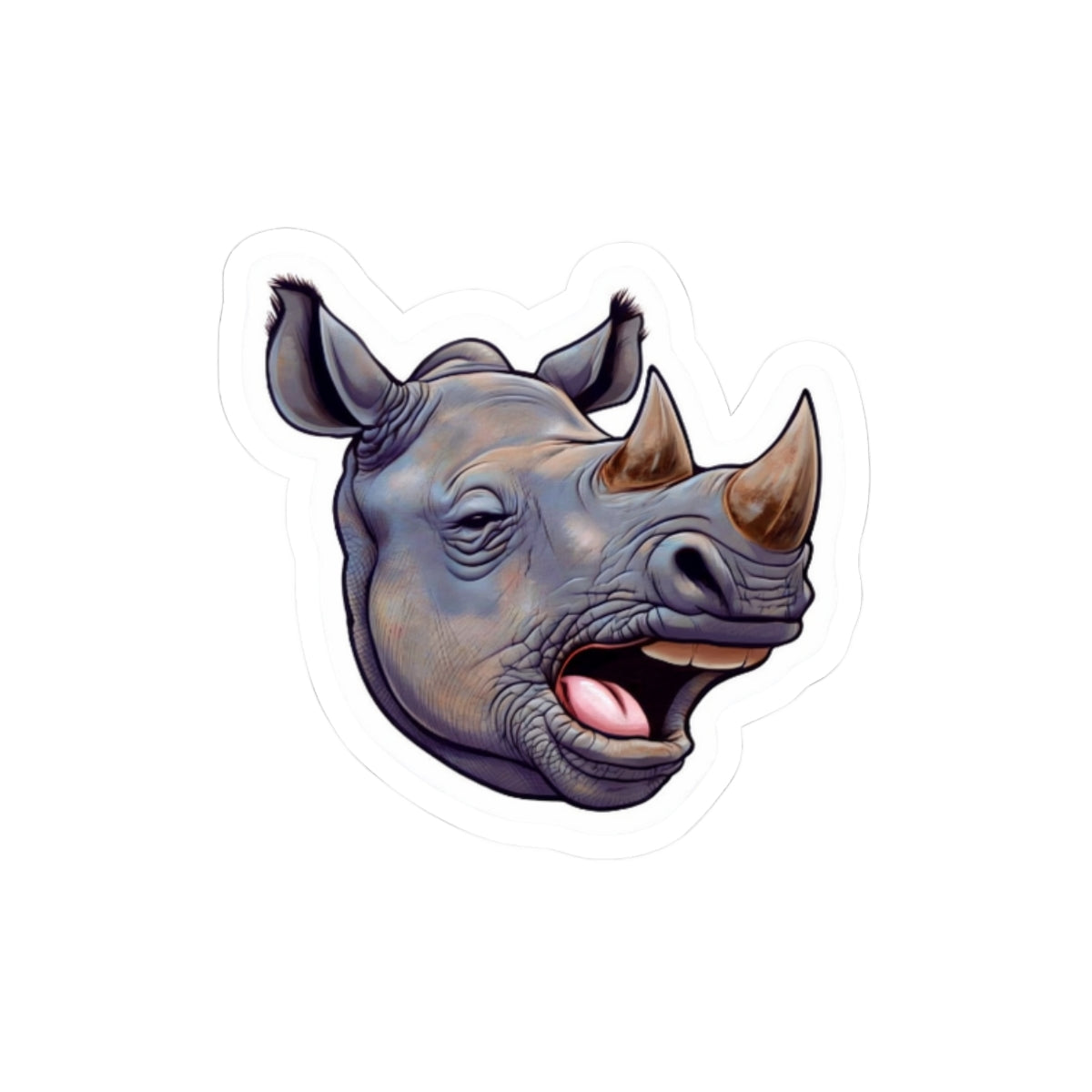 Rhino Face Kiss-Cut Stickers - Fun Animal Decor for Laptops & Water Bottles