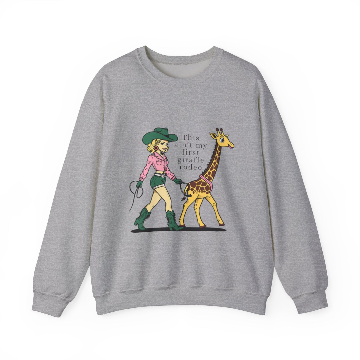 Fun Giraffe Rodeo Sweatshirt - Unisex Heavy Blend Crewneck