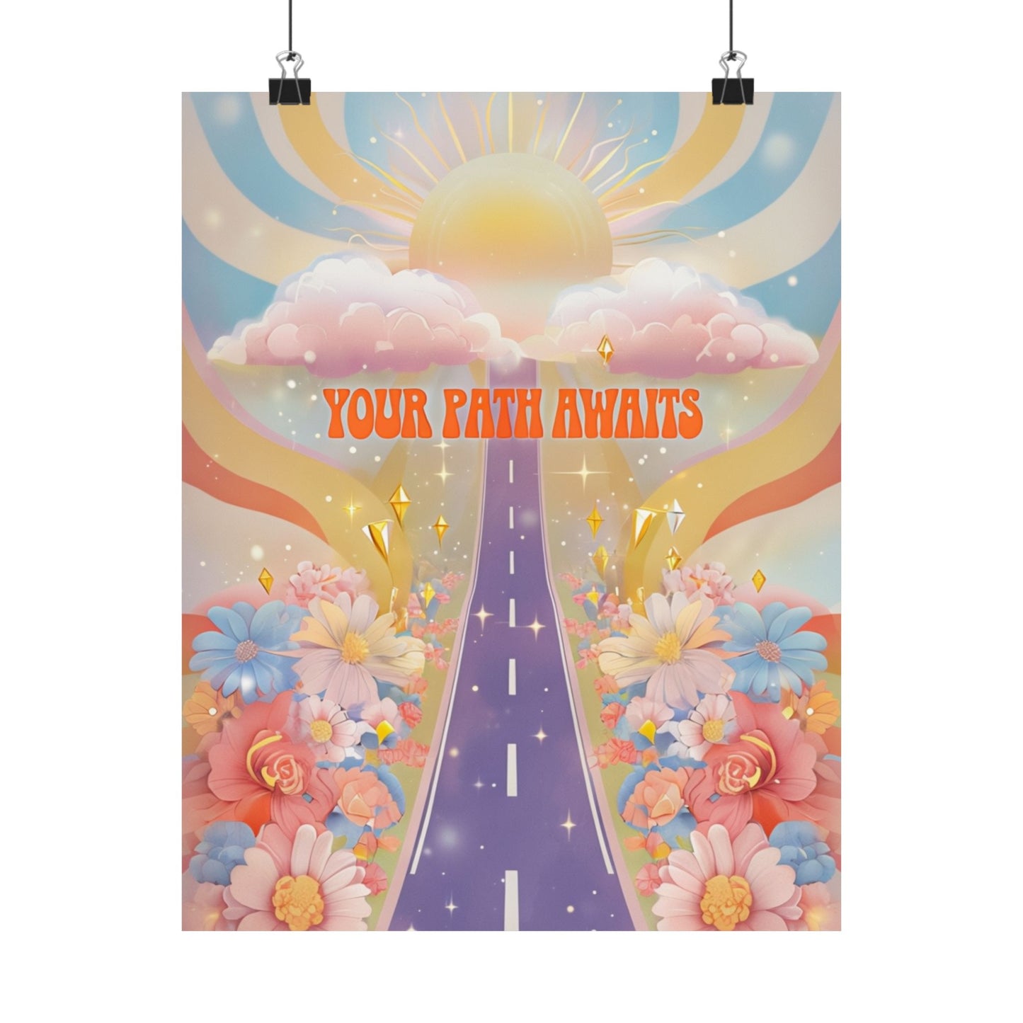 Inspirational Matte Vertical Poster - 'Your Path Awaits' Floral Art for Home Decor and Motivation
