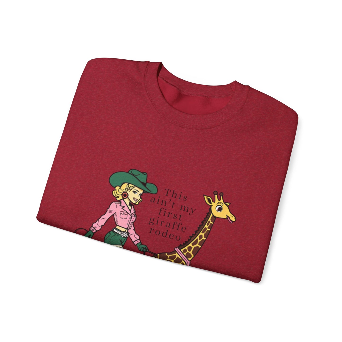 Fun Giraffe Rodeo Sweatshirt - Unisex Heavy Blend Crewneck