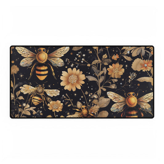 Bee-Inspired Floral Desk Mat – Stylish Workspace Decor for Nature Lovers