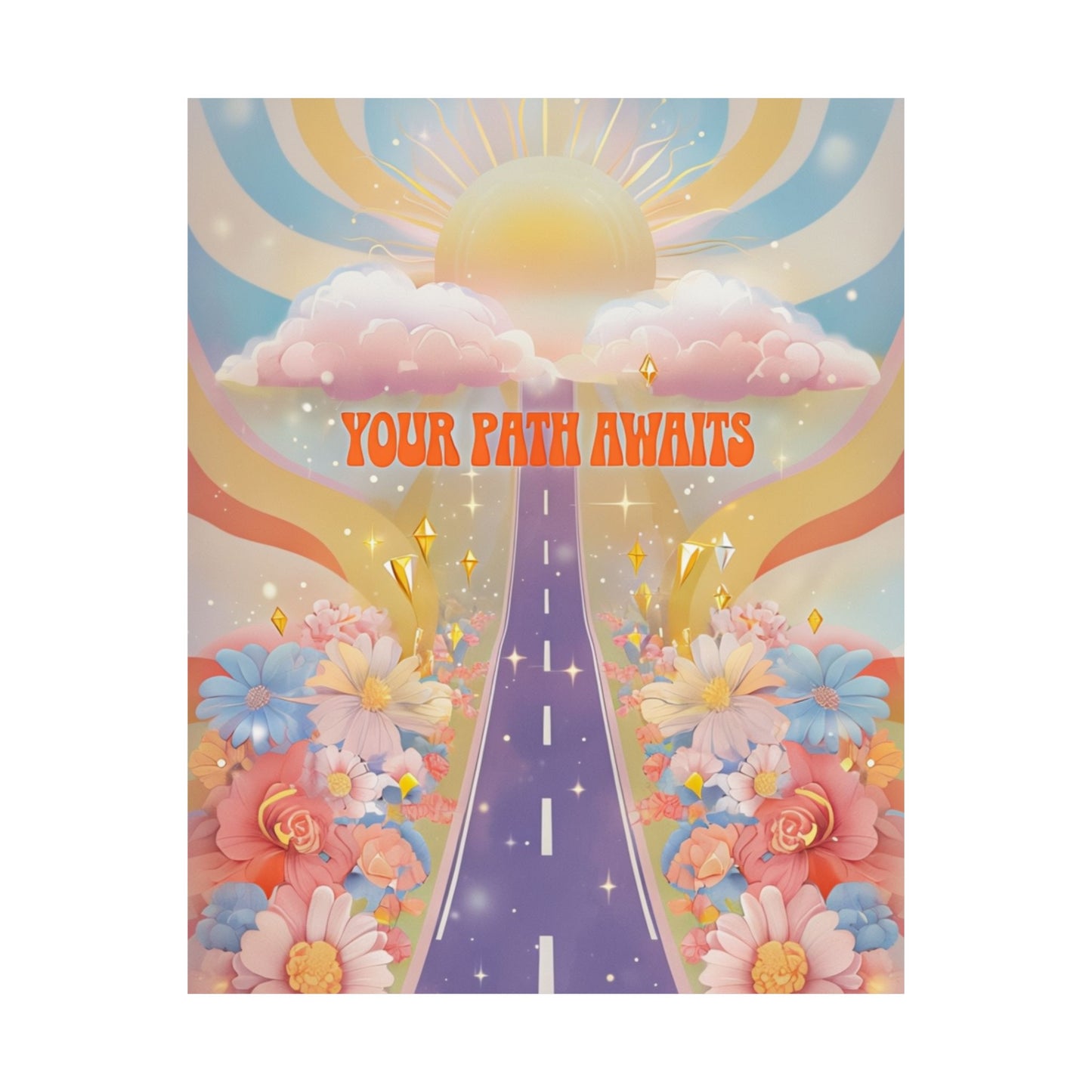 Inspirational Matte Vertical Poster - 'Your Path Awaits' Floral Art for Home Decor and Motivation