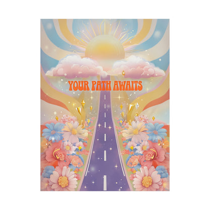 Inspirational Matte Vertical Poster - 'Your Path Awaits' Floral Art for Home Decor and Motivation