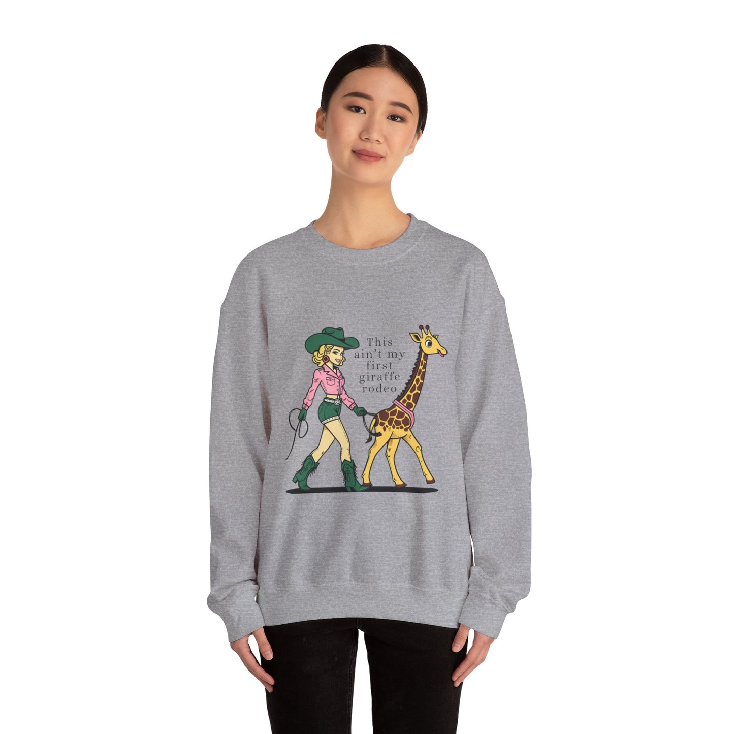 Fun Giraffe Rodeo Sweatshirt - Unisex Heavy Blend Crewneck