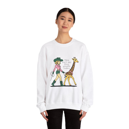 Fun Giraffe Rodeo Sweatshirt - Unisex Heavy Blend Crewneck