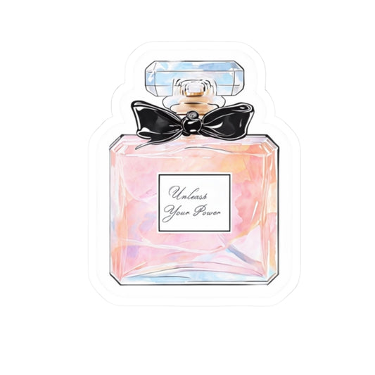 Perfume Bottle Kiss-Cut Sticker - "Unleash Your Power" Inspirational Decor