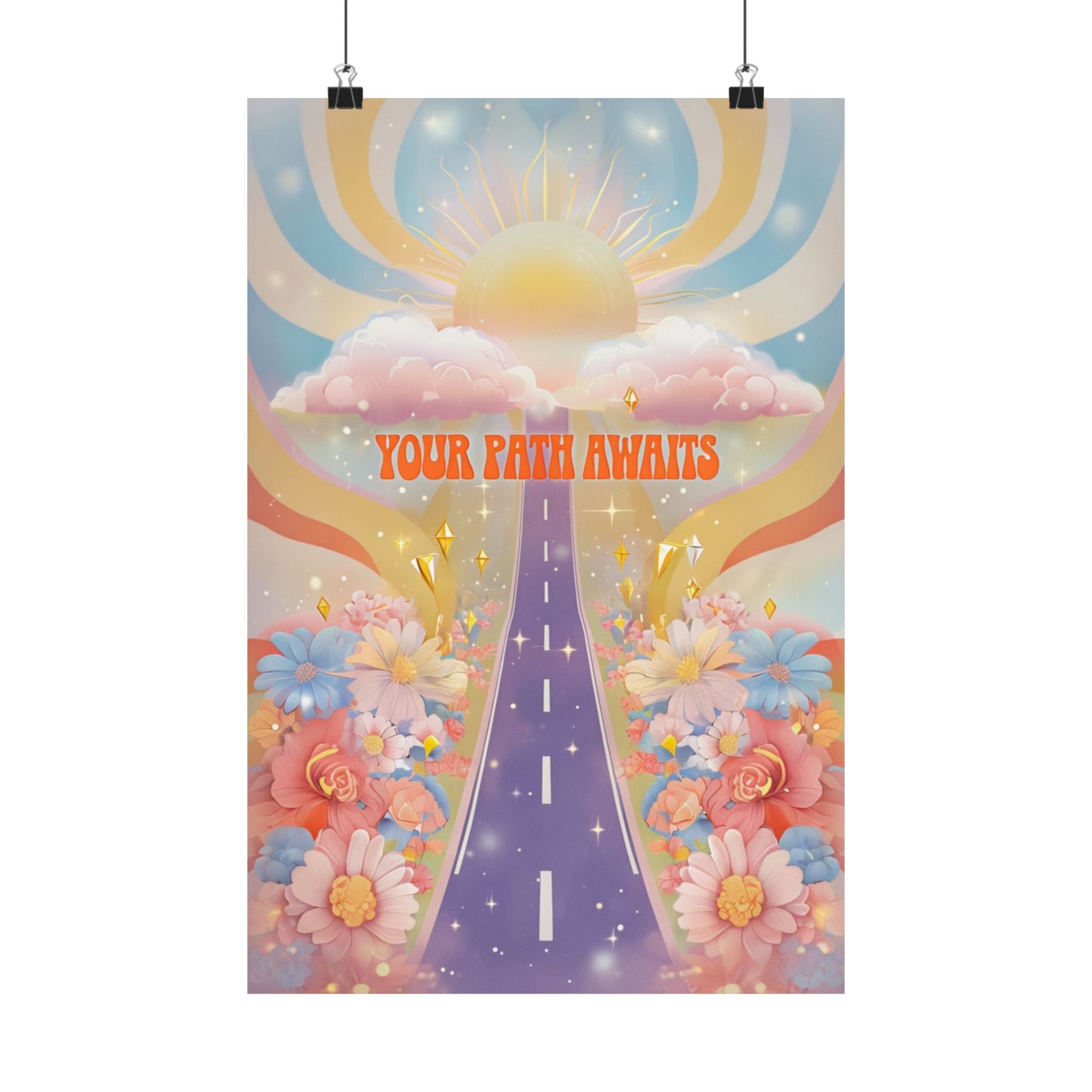 Inspirational Matte Vertical Poster - 'Your Path Awaits' Floral Art for Home Decor and Motivation