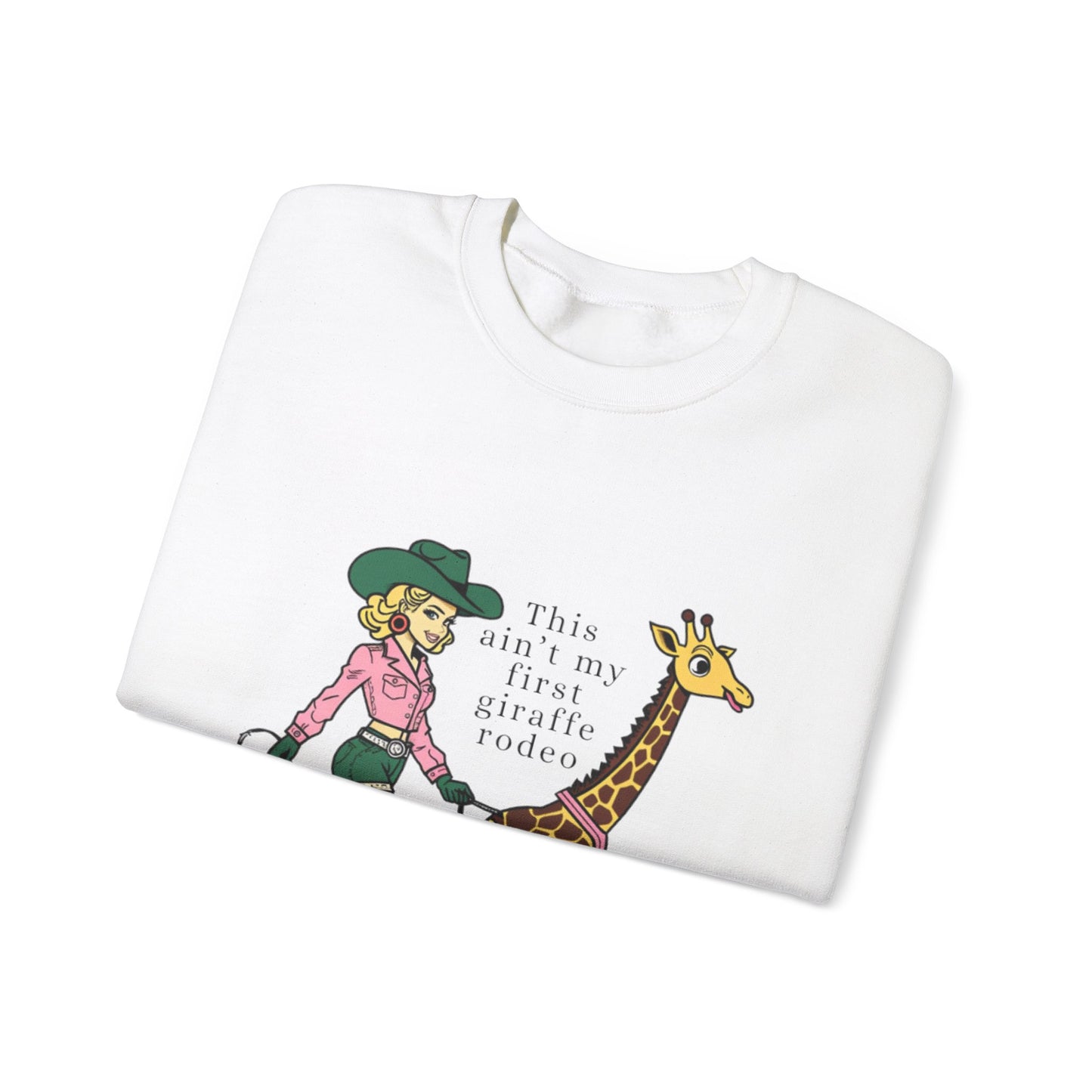 Fun Giraffe Rodeo Sweatshirt - Unisex Heavy Blend Crewneck