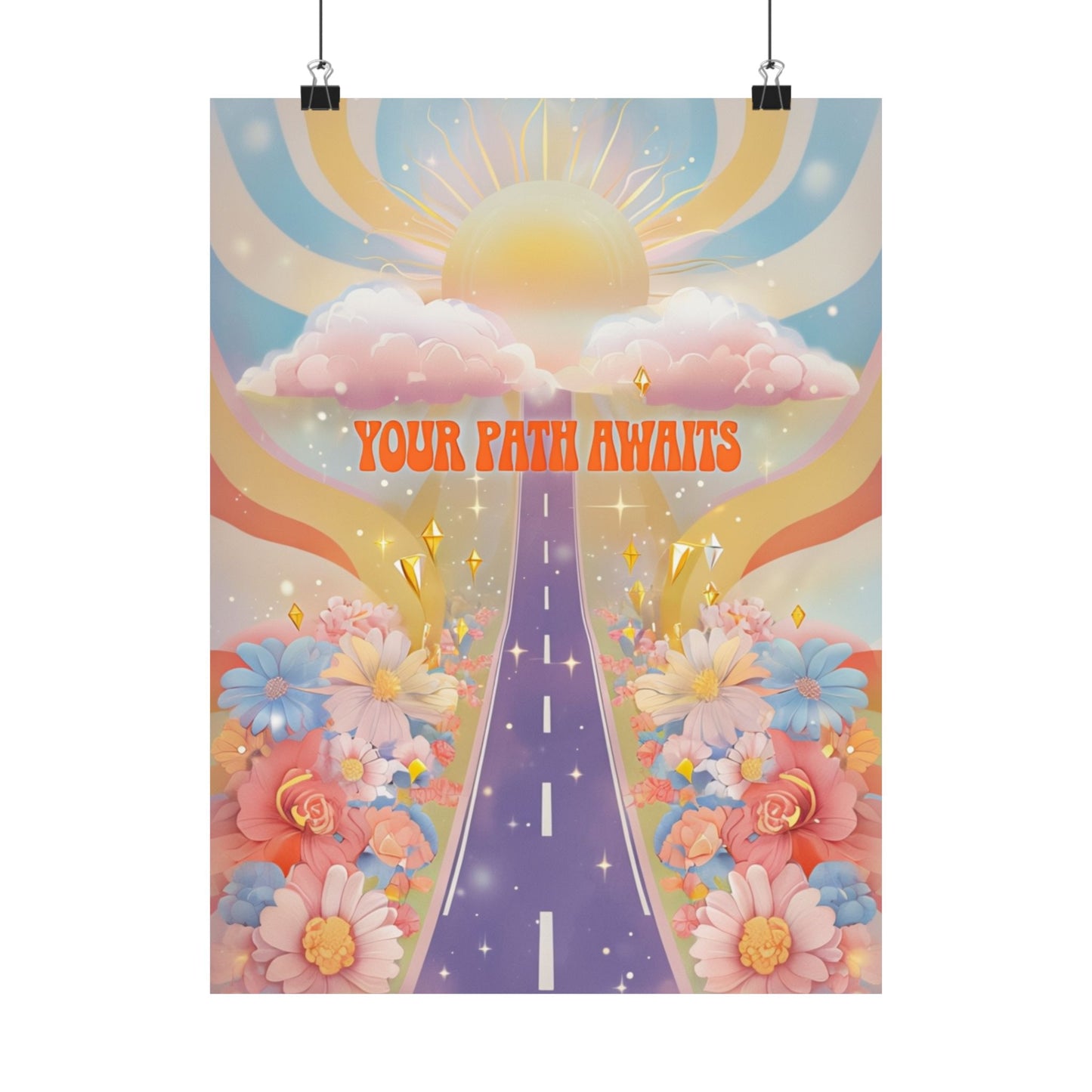 Inspirational Matte Vertical Poster - 'Your Path Awaits' Floral Art for Home Decor and Motivation