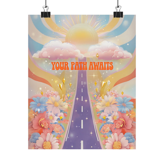 Inspirational Matte Vertical Poster - 'Your Path Awaits' Floral Art for Home Decor and Motivation
