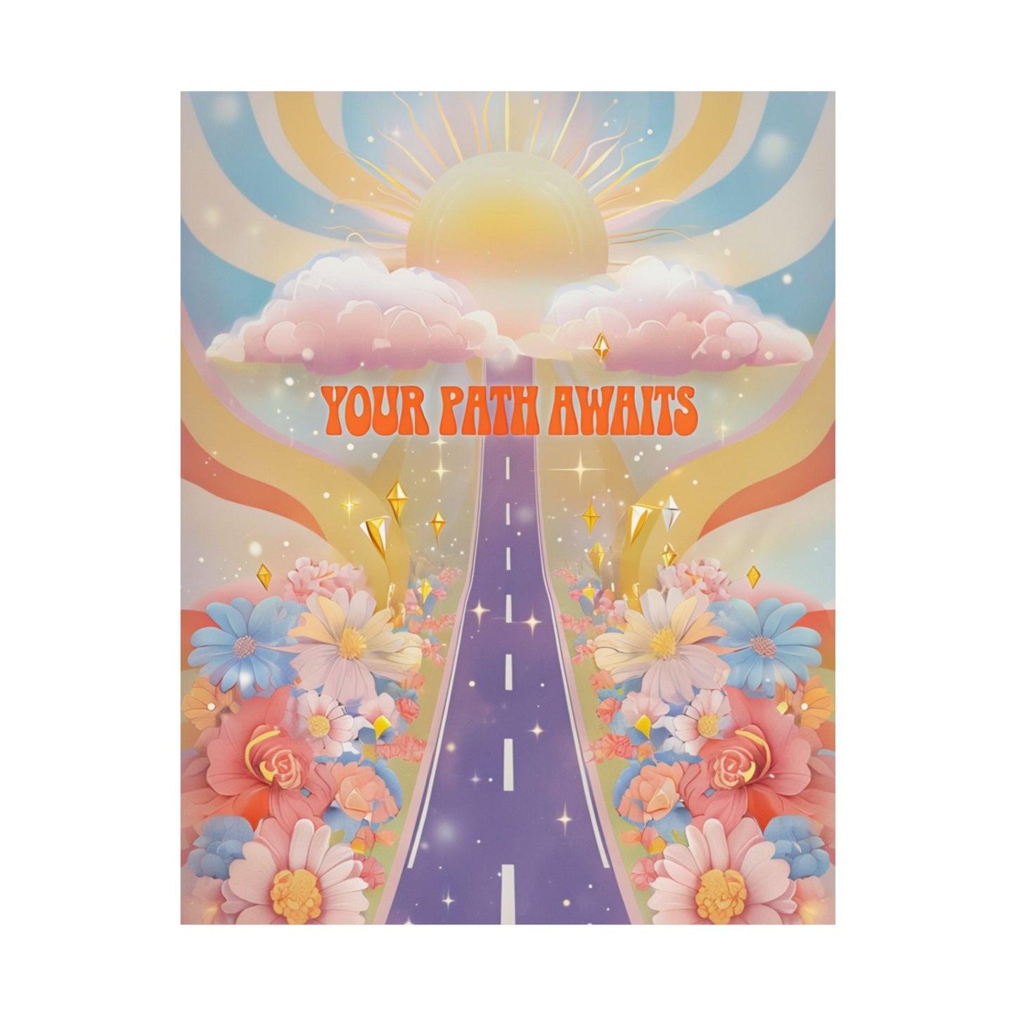Inspirational Matte Vertical Poster - 'Your Path Awaits' Floral Art for Home Decor and Motivation