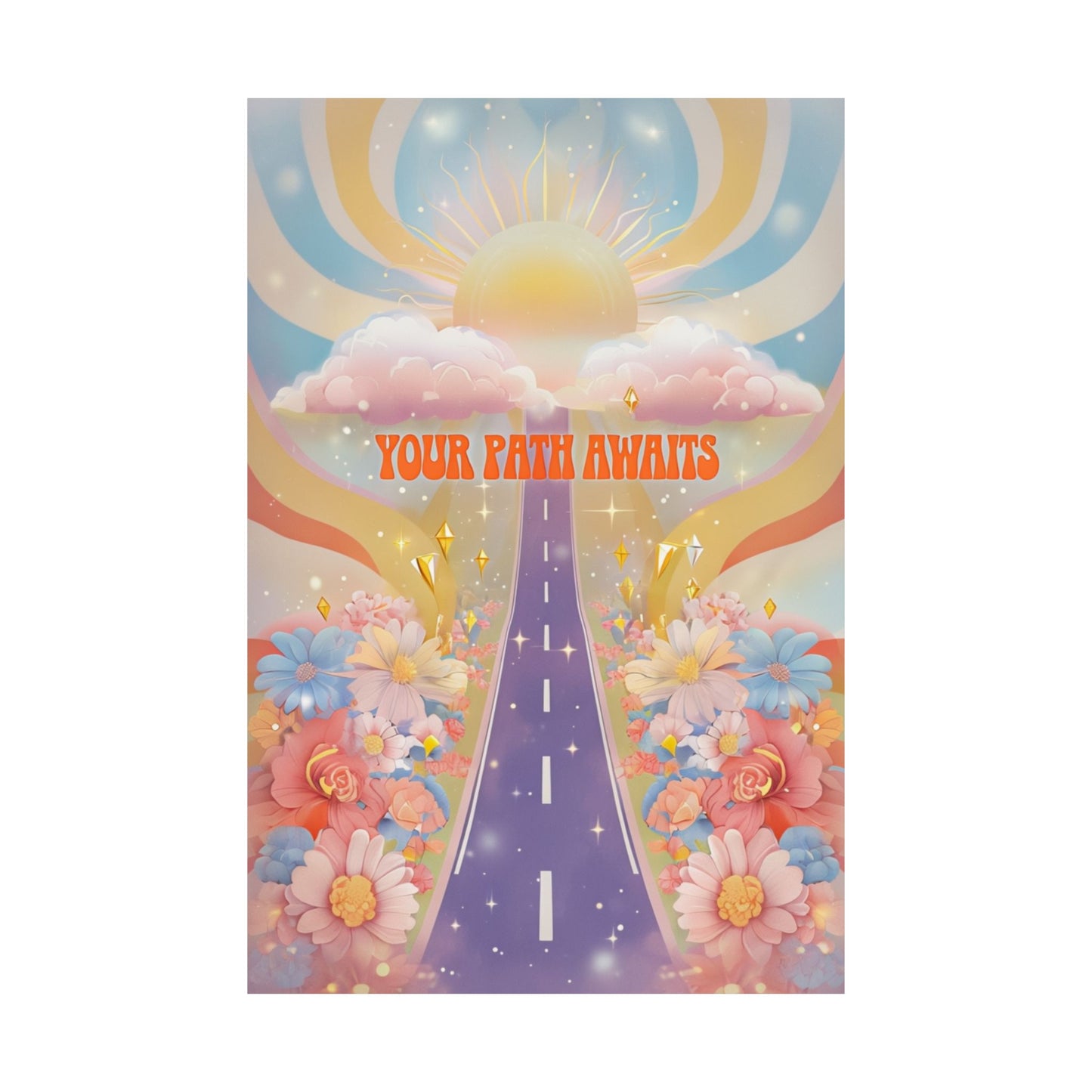 Inspirational Matte Vertical Poster - 'Your Path Awaits' Floral Art for Home Decor and Motivation