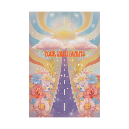 Inspirational Matte Vertical Poster - 'Your Path Awaits' Floral Art for Home Decor and Motivation