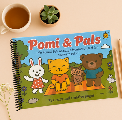 Pomi & Pals: A Whimsical Coloring Book for Kids and Adults – Kawaii Animal Friends