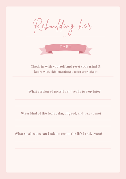 Becoming Her Soft Healing Workbook Digital Download Self Love Reset Journal Soft Life Planner Printable Shadow Work Journal