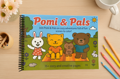 Pomi & Pals: A Whimsical Coloring Book for Kids and Adults – Kawaii Animal Friends