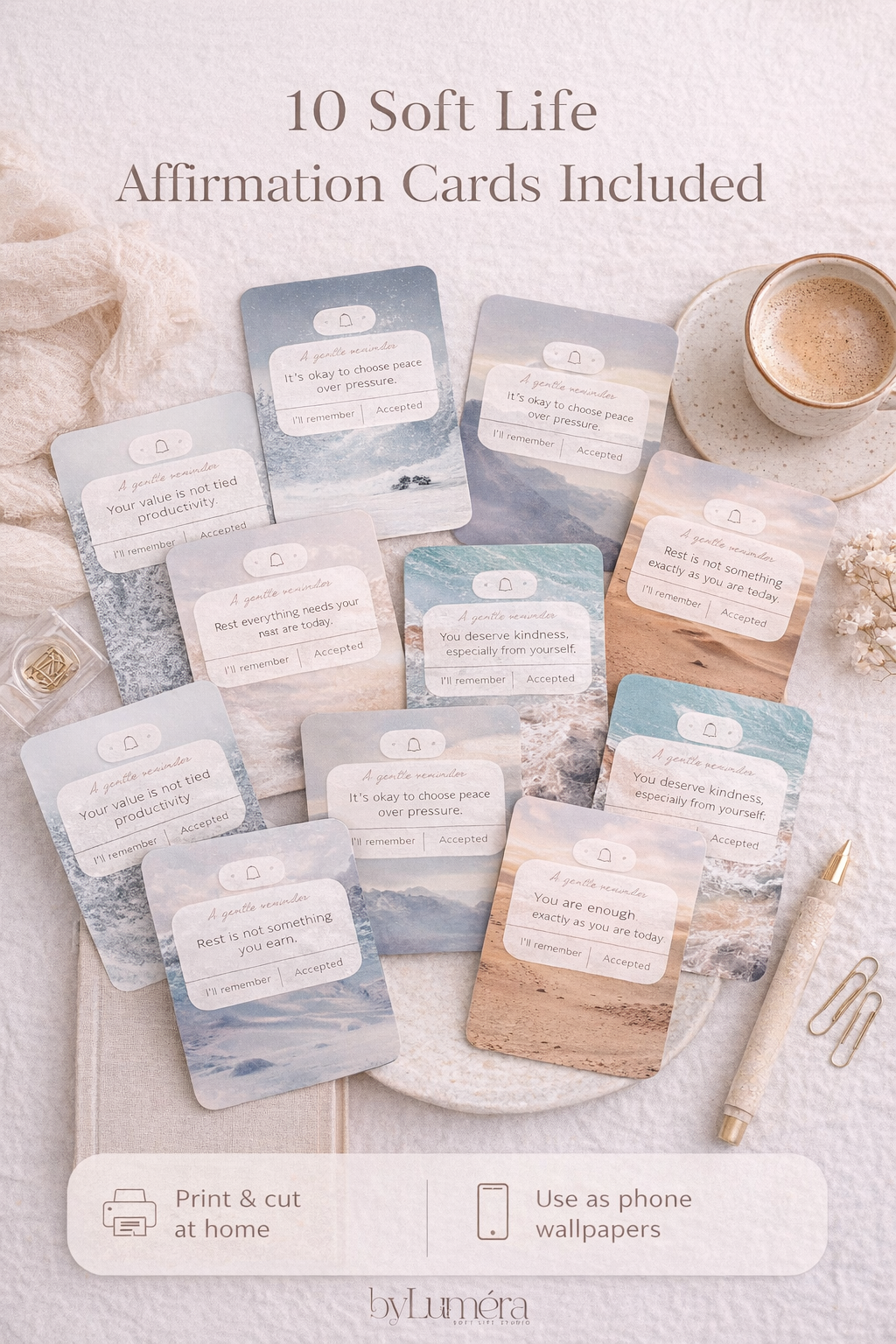 Soft Reminder Affirmation Cards: Gentle Self-Love & Calm Affirmations
