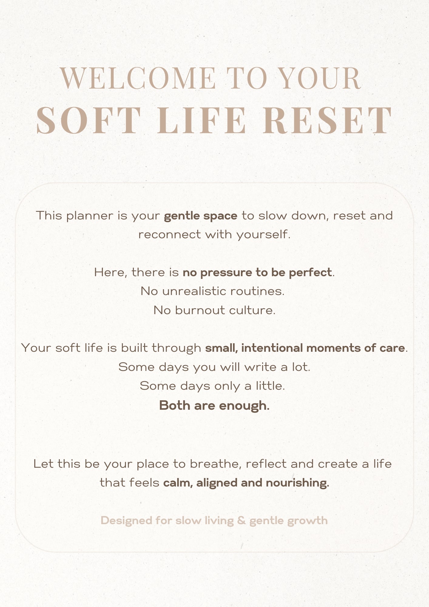 Soft Life Reset Planner | Digital Self Care Journal for Calm Habits & Slow Living