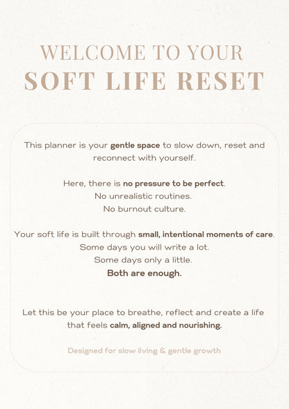 Soft Life Reset Planner | Digital Self Care Journal for Calm Habits & Slow Living