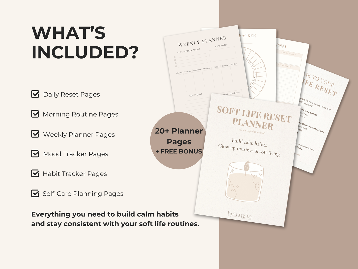 Soft Life Reset Planner | Digital Self Care Journal for Calm Habits & Slow Living
